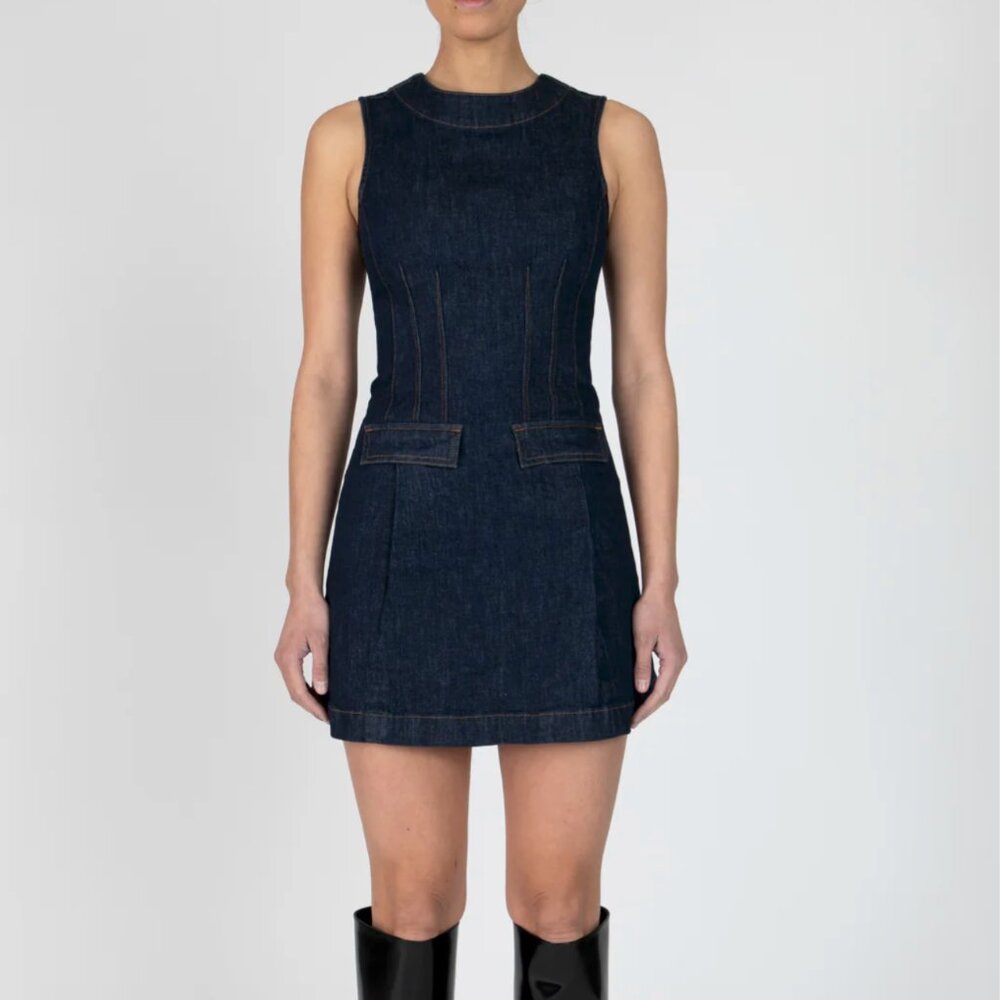 Derek Lam 10 Crosby Devan Denim Shift Mini Dress in Hudson